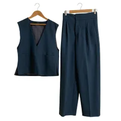 美品 Liesse リエス ノースリーブ トップス パンツ セットアップ サイズ3 グリーン レディース 古着 中古 USED