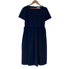 良品 CELFORD セルフォード パフスリーブワンピース 38 ネイビー レディース 古着 中古 USED