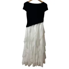 美品 25AW CELFORD セルフォード ラッフルスカート ニットドッキングロングワンピース サイズ38 ホワイト×ブラック レディース 古着 中古 USED