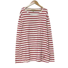 美品 BURBERRY バーバリー ボーダー ロングスリーブ カットソー Tシャツ XL レッド ホワイト レディース 古着 中古 USED