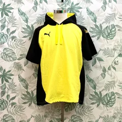 GR1571 PUMA フード付きナイロンパーカー 黒×黄 XL