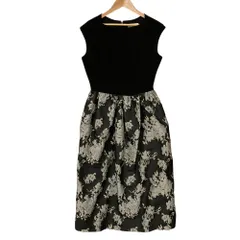 美品 CELFORD セルフォード ノースリーブ ドッキングワンピース 花柄 サイズ38 ブラック レディース 古着 中古 USED