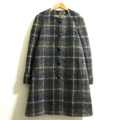 美品 STELLA McCARTNEY ステラマッカートニー チェック モヘヤ ノーカラーコート サイズ38 ブラウン マルチカラー レディース 古着 中古 USEDのサムネイル