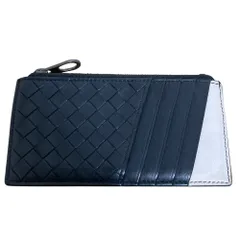 美品 BOTTEGA VENETA ボッテガヴェネタ イントレチャート フラグメントケース コンパクトウォレット 財布 ブラック メンズ 古着 中古 USED