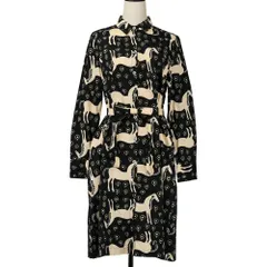 良品 Marimekko マリメッコ Musta tamma シャツ ドレス ワンピース 36 ブラック レディース 古着 中古 USED