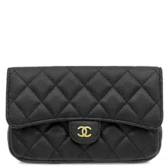 シャネル CHANEL ショルダーバッグ フラップ フォンケース レザー キャビアスキン ブラック ゴールド金具 チェーンウォレット  AP2096 ランダムシリアル 【箱】【中古】のサムネイル