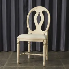 ヨーロピアン クラシック サロンチェア 木彫刻 天然木 シャビー 椅子 ダイニングチェア 西欧 フレンチ アンティーク スタイル 90690