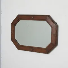 英国 アンティーク オーク ウォールミラー 壁掛け 鏡 クラシック 木彫刻 八角形 姿見 木製 ディスプレイ 装飾 西欧 イギリス 90974