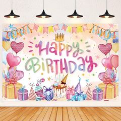 MINGTIANGH ハート バースデー タペストリー 誕生日 壁掛け 写真背景 180x120cm ハート 誕生日 飾り付け タペストリー Happy Birthday パーティー フォトポスター おうちスタジオ 女の子 0