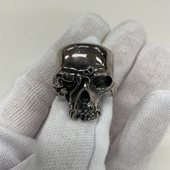ドクロ&ガーディアンベル ペンダントトップ シルバー925製 黒燻し 