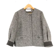美品 MAXMARA マックスマーラ GATTINI ガッティーニ ノーカラー ジャケット 1点 40 M ウール 他 七分袖 ヘリボーン 白タグ レディース AM8012A26 のサムネイル