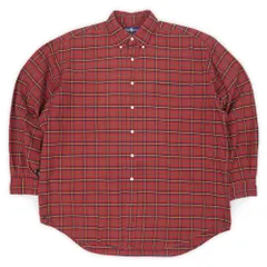 ポロラルフローレン Polo Ralph Lauren 90s 90年代 ボタンダウンシャツ The Big Oxford 裾ポニー 初期 BD オックスフォード USA ヴィンテージ 古着 レッド系 チェック柄 L【中古】