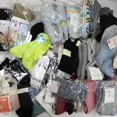 メンズ レディース くつ下他 サイズいろいろ 大量 50足以上まとめて 5本指ソックス ボーダーカバー ルームソックス スパッツ他 【未使用保管品】 T 588