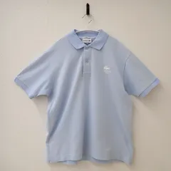 古着　LACOSTE PARIS CLASSIC FIT UNISEX ラコステ　パリ　クラシックフィット　メンズロゴポロシャツ　Lサイズ　ブルー系　水色　半袖　バックワンポイント