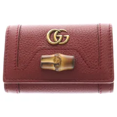 GUCCI (グッチ) GGマーモント バンブー 6連キーケース キーホルダー レッド レザー 658636 ゴールド金具