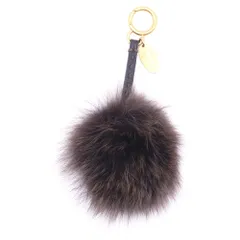 FENDI (フェンディ) ポンポンチャーム バッグチャーム キーホルダー 7AR259 ブラウン