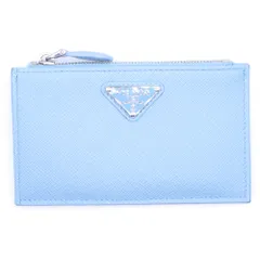 PRADA (プラダ) サフィアーノトライアングル カードケース フラグメントケース コインケース ライトブルー ペールブルー レザー 1MC086 シルバー金具