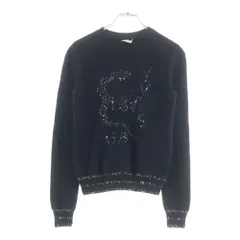 SAINT LAURENT PARIS (サンローランパリ) フロントデザイン コットンニットセーター ブラック 620203 YAPT2のサムネイル