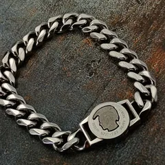 DIESEL　ディーゼル　喜平チェーン　ブレスレット　モヒカン　メンズ　シルバー　スティール　保存袋付き