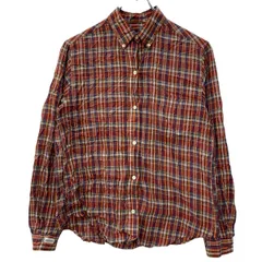 ADOLFO ShirtCollectibles 長袖 チェックシャツ M ユース レッド マルチカラー ボタン ボタンダウン 胸ポケット チェック柄 春物 a802-6037