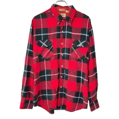 RUGGED WEAR 長袖 ネルシャツ XL レッド マルチカラー チェック柄 ボタン 胸ポケット 長袖シャツ トップス 春秋物 a802-6050