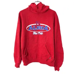 90s～ メキシコ製 RUSSELL ATHLETIC プリント スウェット パーカー L レッド ラッセル アスレティック フーディー 秋物 a802-6051