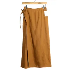 【新品タグ付・未使用】SOUSOU ソウソウ★麻こしき 着物風ラップスカート 女F れんが色系 麻100♪無地 z18086のサムネイル