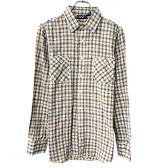 80s OLD GAP 長袖 チェックシャツ L ホワイト マルチカラー オールドギャップ 襟芯 チェック柄 胸ポケット カジュアル 春物 a802-6069