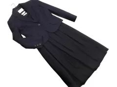 en quete アンケート ウール混 ジャケット ノースリーブワンピース セットアップ size上9 下7/濃紺 ◇■ レディース