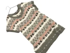 YEVS イーブス シャギー 総柄 ニット ベスト グレーｘ白 ◇■ レディース