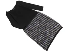 UNTITLED アンタイトル ウール混 ツイード ドッキング ワンピース sizeM/黒 ◇■ レディース