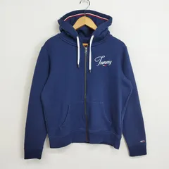 TOMMY JEANS トミージーンズ パーカー ジップアップ スウェット 裏起毛 ロゴ 刺繍 S ネイビー系 B851