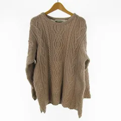 90’S aran crafts アランクラフト アランニット セーター クルーネック フィッシャーマン ウール 茶 ブラウン S ヴィンテージ オールド Ireland製 