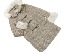 rienda リエンダ フェイクファー ウール混 チェック ダッフル コート sizeM/グレー ◇■ レディース