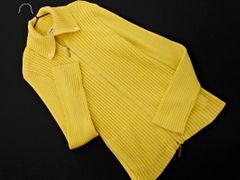 NEWYORKER ニューヨーカー ジップアップ ビッグカラー リブ カーディガン sizeL/黄 ◇■ レディース