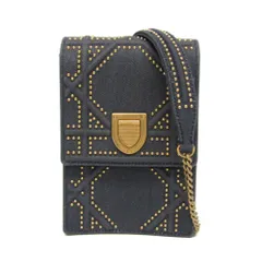 クリスチャン・ディオール(Christian Dior) ディオラマ チェーンショルダーバッグ レディース デニム スタッズ ショルダーバッグ ブルー