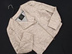 INED イネド ツイード ラメ ジップアップ ノーカラー ジャケット size9/ベージュ ◇■ レディース