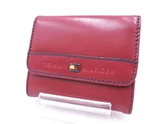 TOMMY HILFIGER トミーヒルフィガー 本革 レザー 三つ折り 財布 赤 ■■ レディース