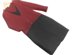 PAULE KA ポールカ ウール100% フェイクレイヤード ニット ワンピース sizeS/黒ｘえんじ ◇■ レディースのサムネイル