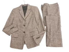 UNTITLED アンタイトル ウール混 セットアップ ジャケット パンツ スーツ size上2下3/オフホワイトｘブラウン ◇■ レディース