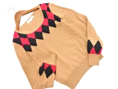 KUMIKYOKU 組曲 ウール100% アーガイル ニット セーター size2/ベージュ ◇■ レディース