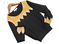 KUMIKYOKU 組曲 ウール100% アーガイル ニット セーター size2/黒 ◇■ レディース