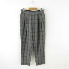 ジーユー GU タックテーパードパンツ グレンチェック ロング グレー L *A699