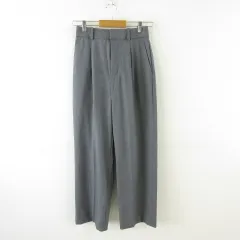 ユニクロ UNIQLO タックワイドパンツ ロング グレー S *A700