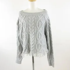 セレクトモカ SELECT MOCA ニット セーター 長袖 フリンジ ケーブル グレー F *T779