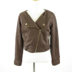 セシルマクビー CECIL McBEE ライダースジャケット 長袖 フェイクスエード 茶 M *T785
