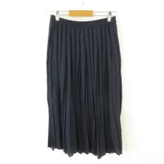 ユニクロ UNIQLO プリーツスカート ミディ丈 紺 L *T791