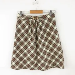 ザ スコッチ ハウス The Scotch House ひざ丈スカート チェック ベージュ 茶 38 *A661のサムネイル
