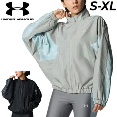 アンダーアーマー ウィンドブレーカー レディース UNDER ARMOUR ウーブンプリント フルジップジャケット 裏メッシュ 長袖 アウター ルーズ はっ水 女性 スポーツウェア  トレ 運動   上着 レディースウエア 服 /6012627