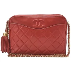 CHANEL シャネル マトラッセ ココマーク フリンジ付き チェーンショルダー ラムスキン 赤（ゴールド金具）レディースバッグ ハイブランド【中古】【送料無料】